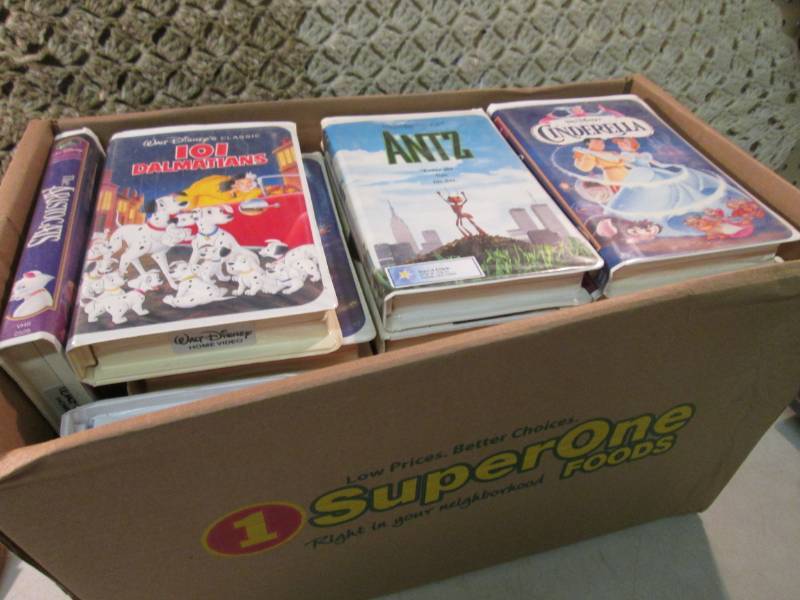 lot 89 image: Box Full of Kids VHS Movies All are...