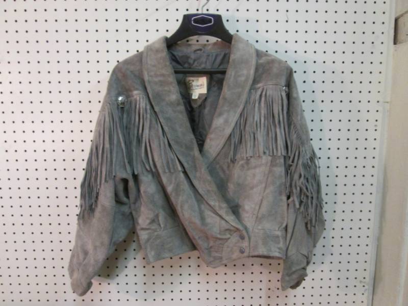 lot 120 image: Grey Bermans Suede Leather Fringed...