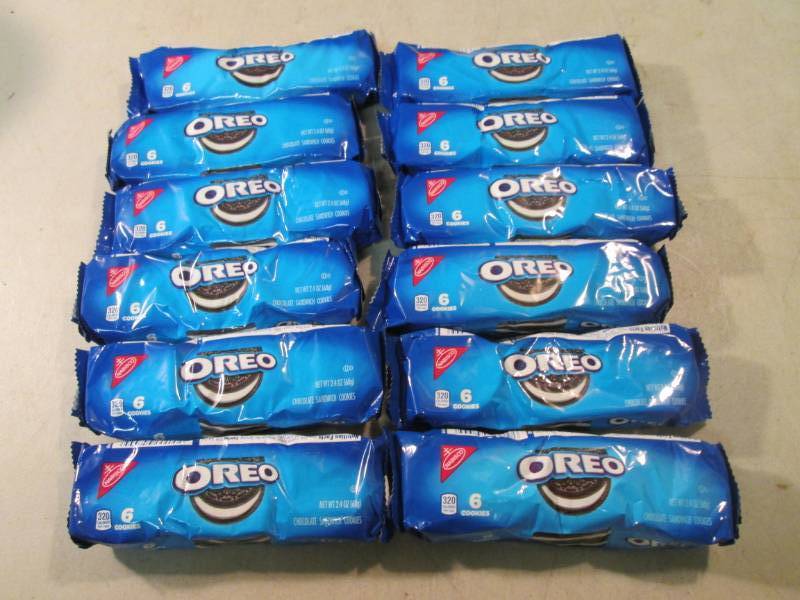 lot 159 image: 12 Packs of Oreo Cookies Best by Ju...