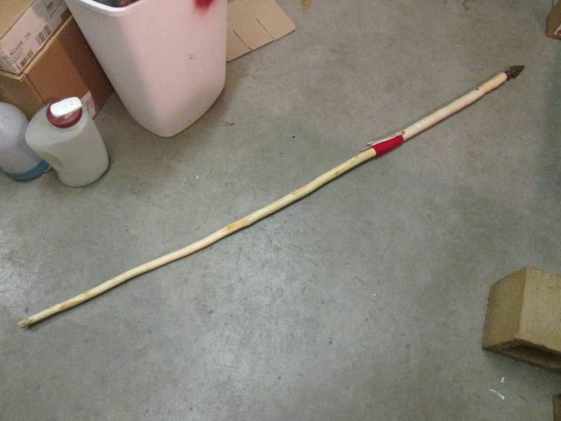 lot 197 image: 6 ft Wood Staff with Spear Like Top...