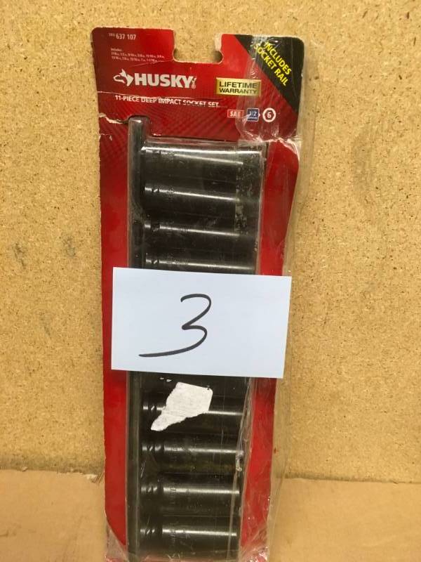 lot 3 image: Husky 12 in. Drive Deep SAE Impact Socket Set (11-Piece)  in very good condition