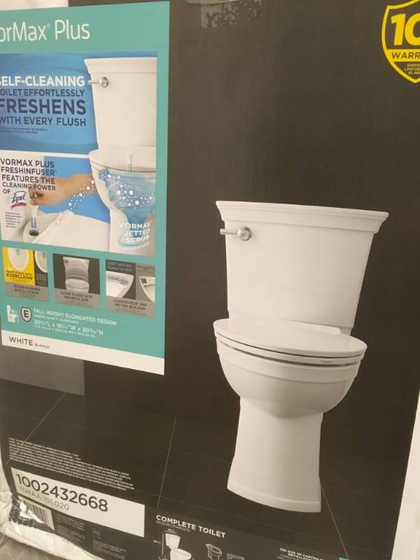 lot 6 image: American Standard VorMax Plus Tall Height 2-Piece 1.28 GPF Single Flush Elongated Toilet in White with Slow Close Seat not used