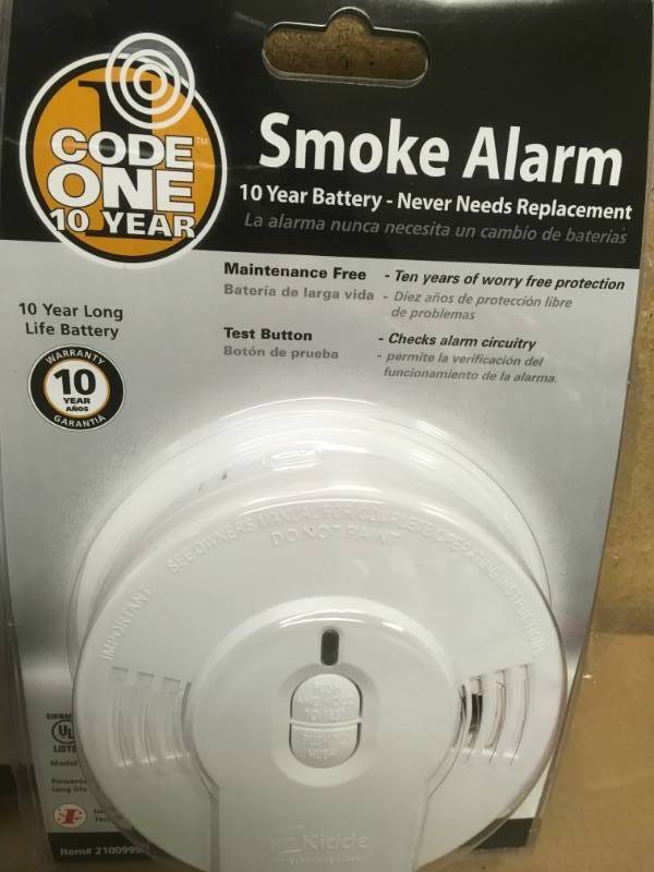 lot 24 image: Kidde Code One 10-Year Sealed Battery Smoke Detector with Ionization Sensor QTY 2 not used