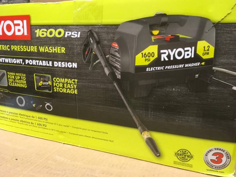 lot 46 image: RYOBI 1,600 PSI 1.2 GPM Electric Pressure Washer in good condition
