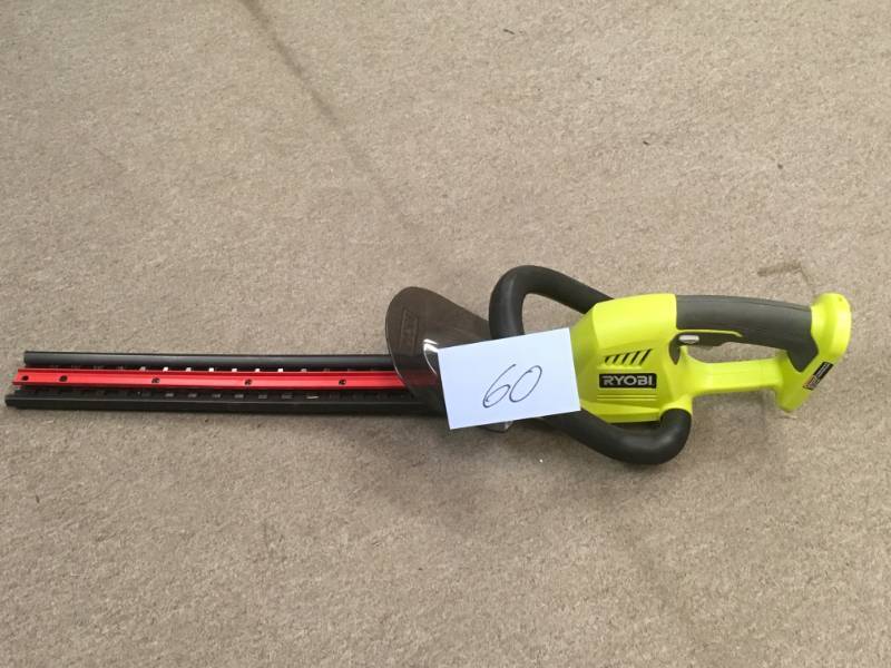 lot 60 image: RYOBI ONE 18 in. 18-Volt Lithium-Ion Cordless Hedge Trimmer - Battery and Charger Not Included in good condition