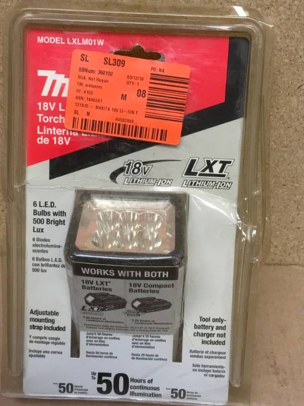 lot 63 image: Makita 18-Volt LXT Lithium-Ion Cordless Compact LED Flashlight (Tool-Only) in good condition