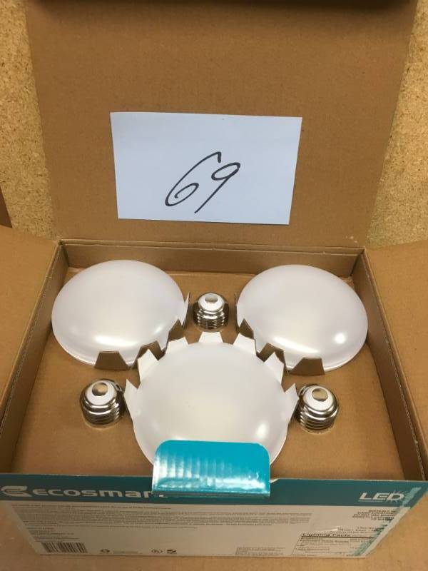 lot 69 image: EcoSmart 65-Watt Equivalent BR30 Dimmable LED Light Bulb not used