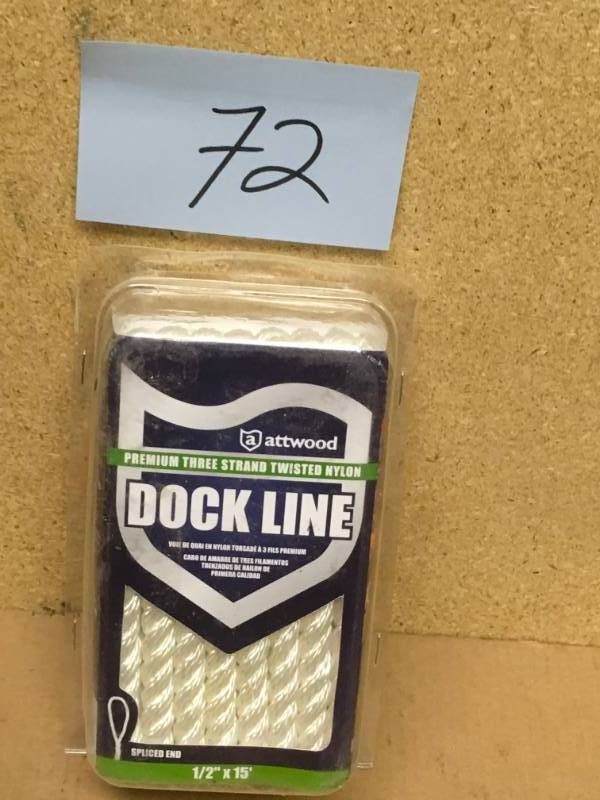 lot 72 image: Attwood Premium 3 Strand Twisted Nylon Dock Line not used