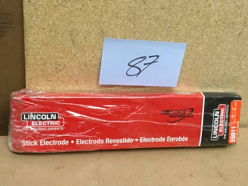 lot 87 image: Lincoln Electric 332 in. Dia. x 14 in. Long Fleetweld 180-RSP E6011 Stick Welding Electrodes (5 lb. Box) in good condition