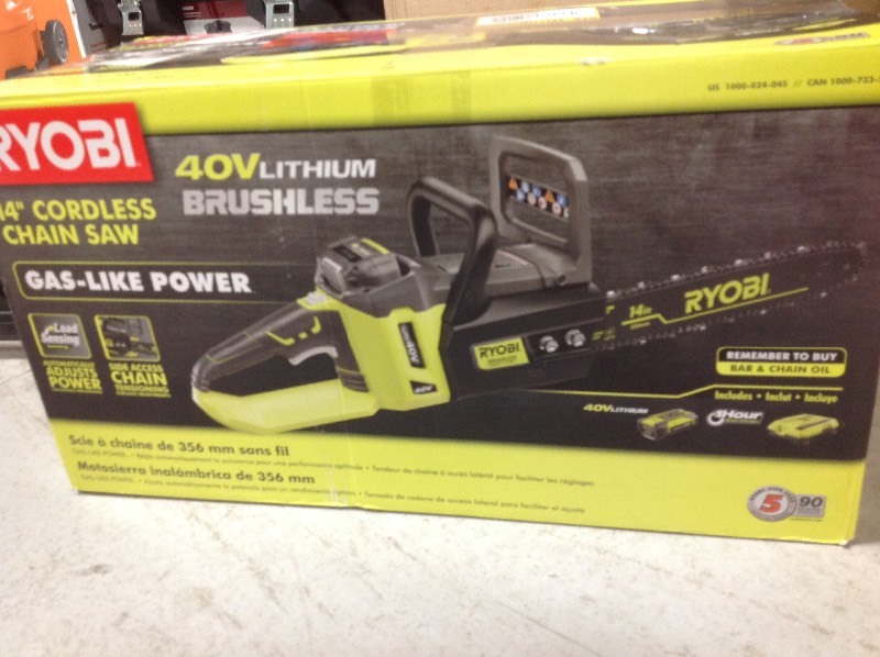 lot 106 image: Ryobi 14 Cordless Chain Saw not used