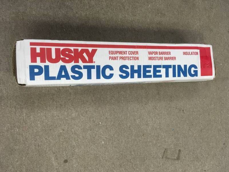 lot 5 image: HUSKY 8 ft. 4 in. x 200 ft. Clear 2 mil Plastic Sheeting not used