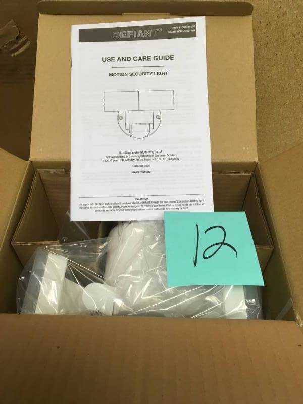 lot 12 image: Defiant 180 Degree White LED Motion Outdoor Security Light in good condition