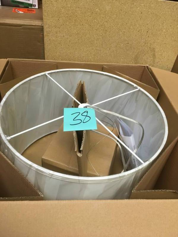 lot 38 image: Hampton Bay Towne 3-Light Brushed Nickel Hanging Pendant not used