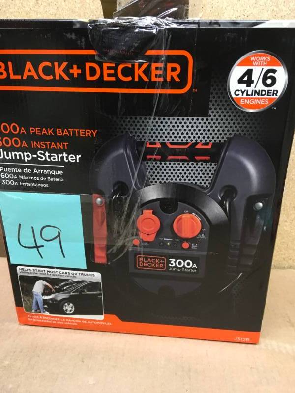 lot 49 image: BLACKDECKER 300 Amp Portable Jump Starter in good condition
