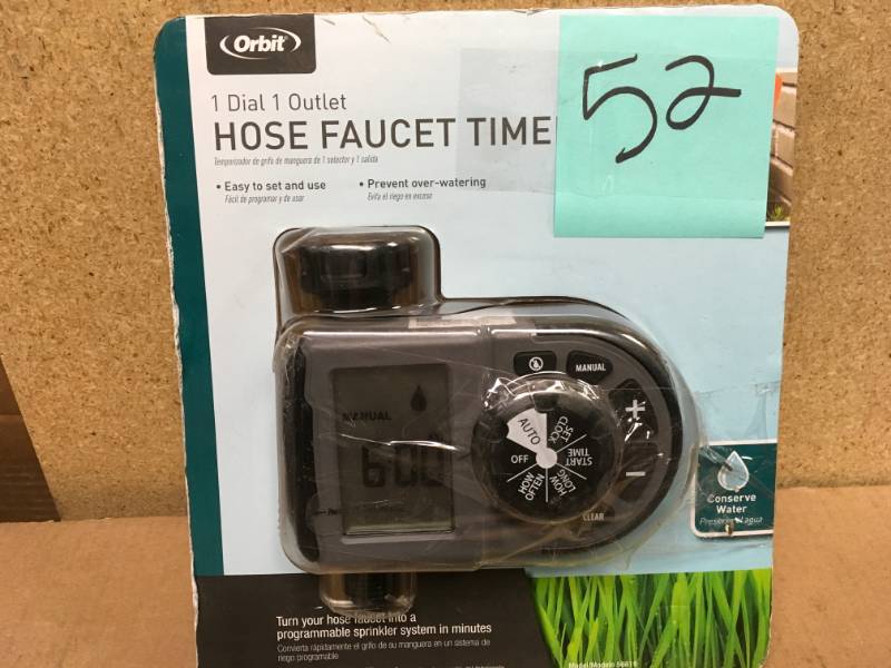 lot 52 image: Orbit 1-Outlet Hose Faucet Timer in good condition