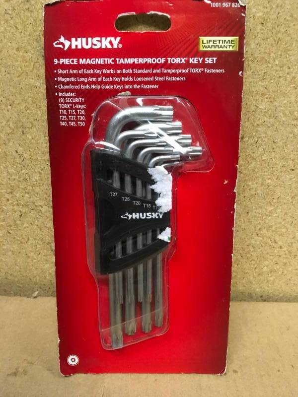 lot 55 image: Husky Magnetic Tamperproof TORX L-Key Set (9-Piece) in good condition