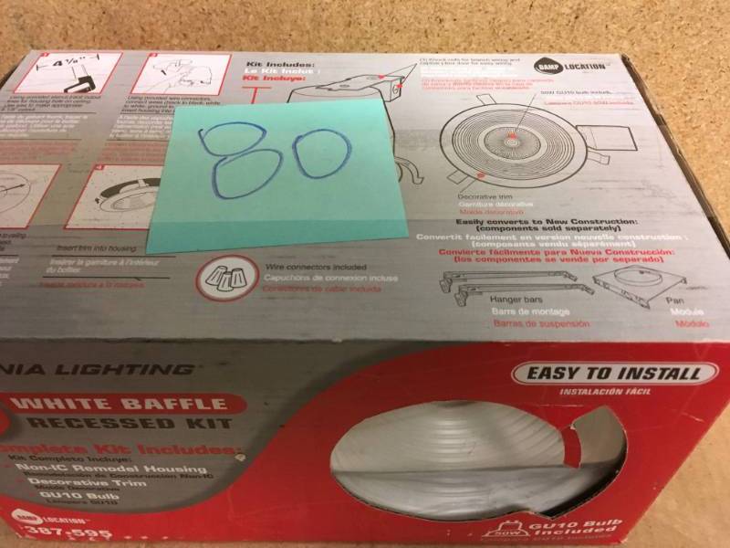 lot 80 image: Lithonia Lighting 4 in. GU10 White Recessed Baffle Kit in good condition