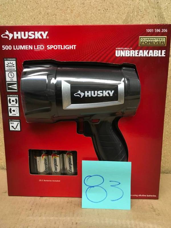 lot 83 image: Husky 500 Lumen LED Compact Unbreakable Spotlight not used