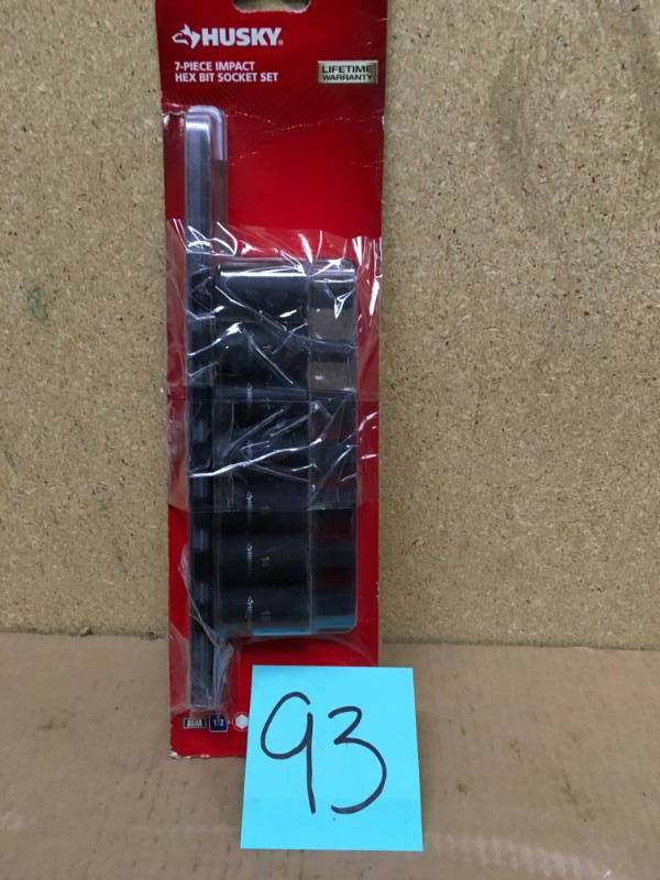 lot 93 image: Husky 12 in. Drive Hex Bit Impact Socket Set MM (7-Piece) in good condition