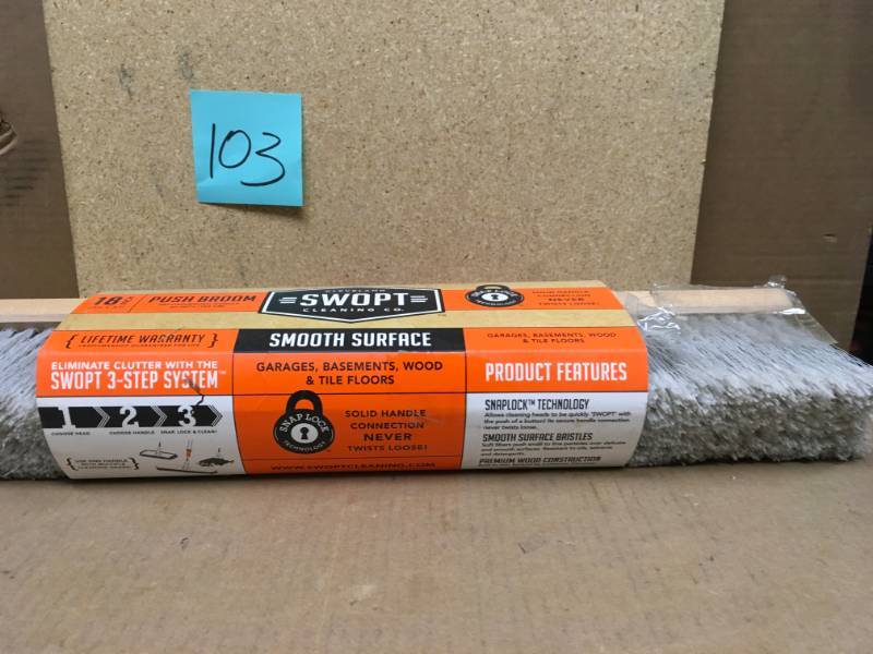 lot 103 image: Swopt 18 in. Premium Smooth Surface Push Broom Head in good condition