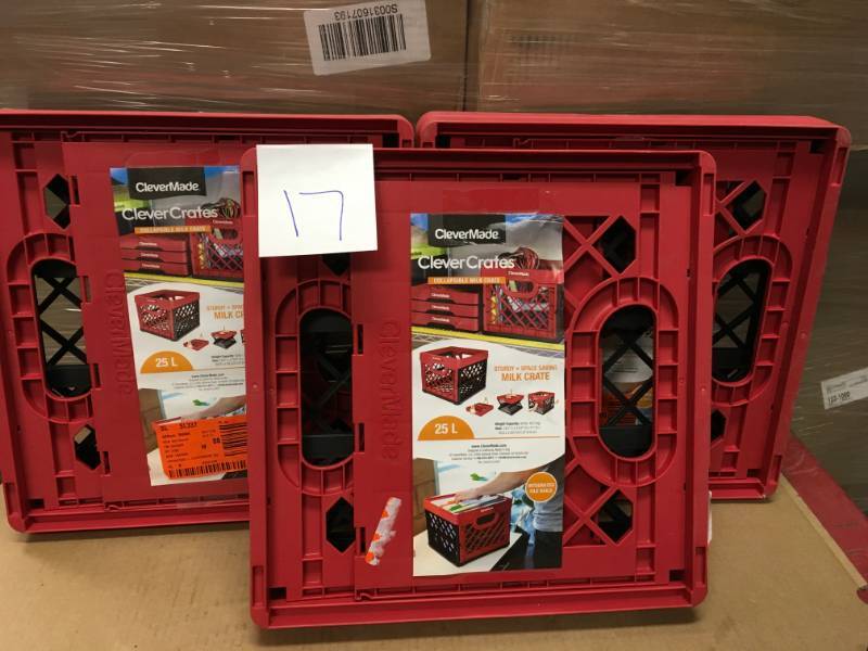 lot 17 image: Clever Crates 25 l Collapsible Milk Crate in Red and Black n good condition