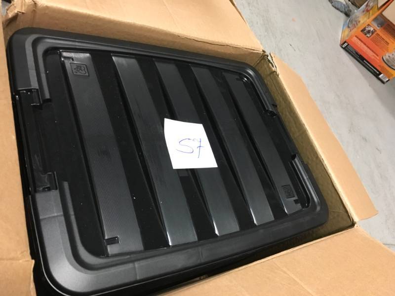 lot 57 image: IRIS 32 Qt. Stack and Pull Storage Box in Black (6-Pack) not used
