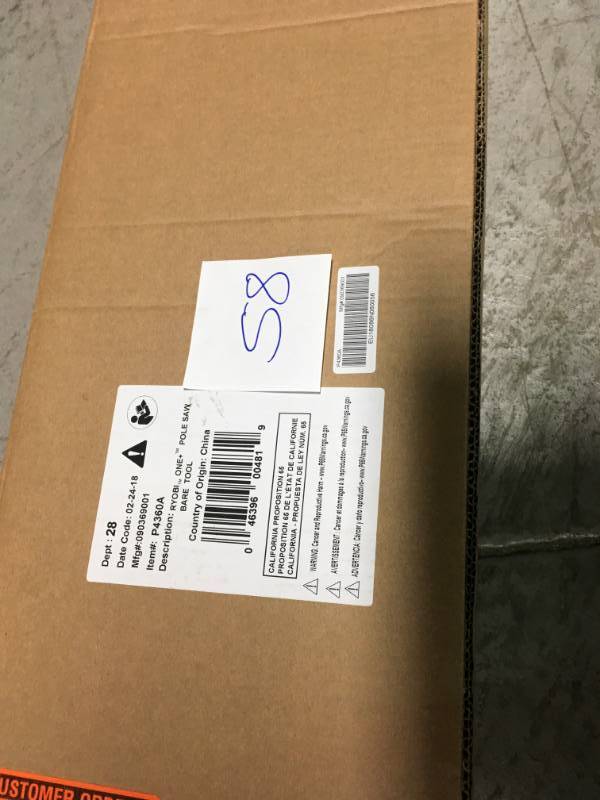 lot 58 image: RYOBI ONE 8 in. 18-Volt Lithium-Ion Cordless Pole Saw - Battery and Charger Not Included in good condition