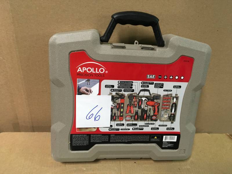 lot 66 image: Apollo 161-Piece Household Tool Kit with 4.8-Volt Screwdriver in good condition