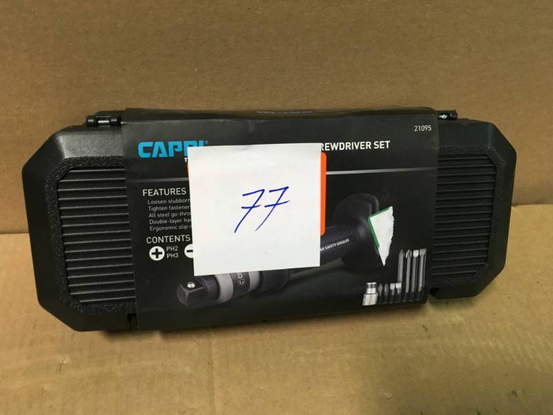 lot 77 image: Capri Tools 12 in. Drive Impact Screwdriver Set (10-Piece) not used