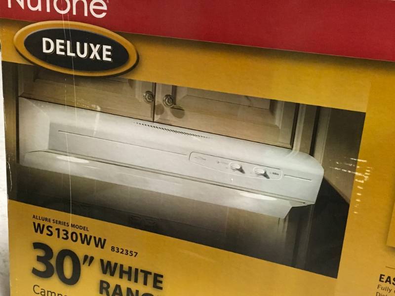 lot 82 image: NuTone Allure I Series 30 in. Convertible Range Hood in White in good condition