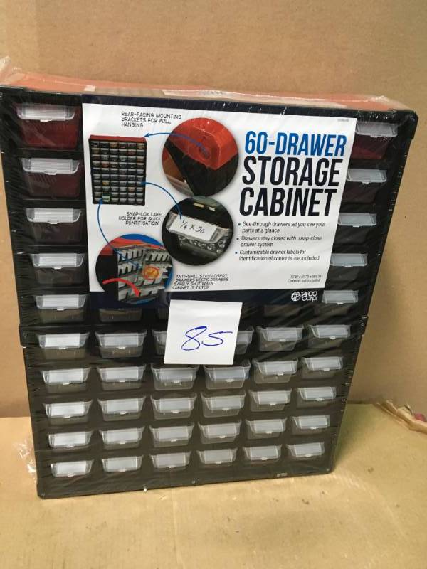 lot 85 image: Red Small Parts Organizer 60-Compartment in good condition