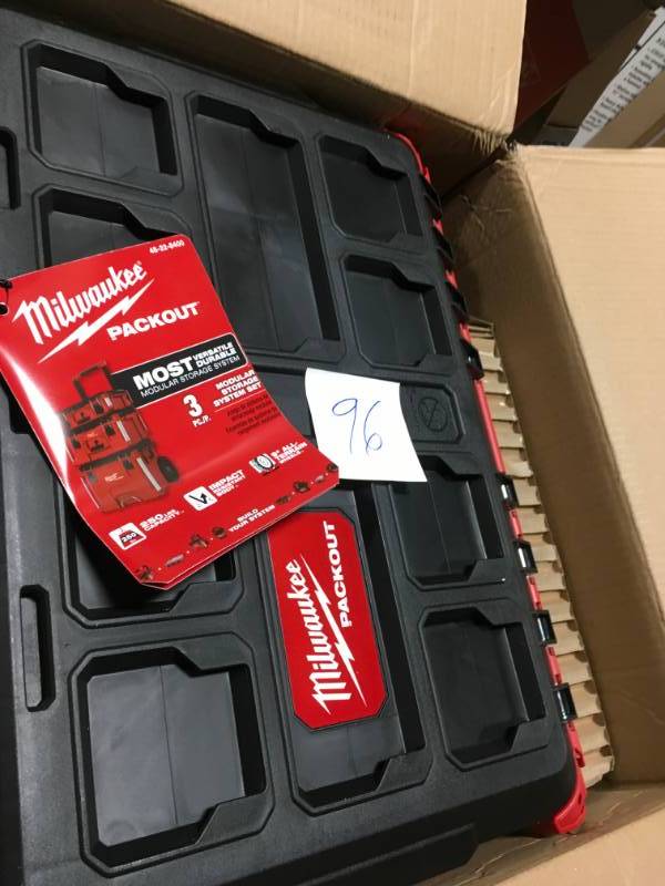 lot 96 image: Milwaukee 22 in. Packout Modular Tool Box Storage System not used
