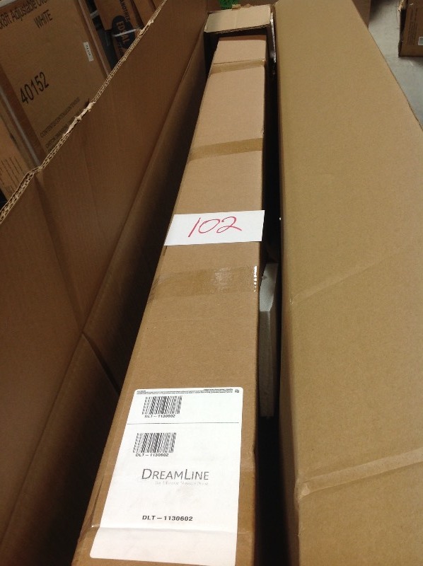 lot 102 image: DreamLine SlimLine 30 in. D x 60 in. W Single Threshold Shower Base in White in good conditions