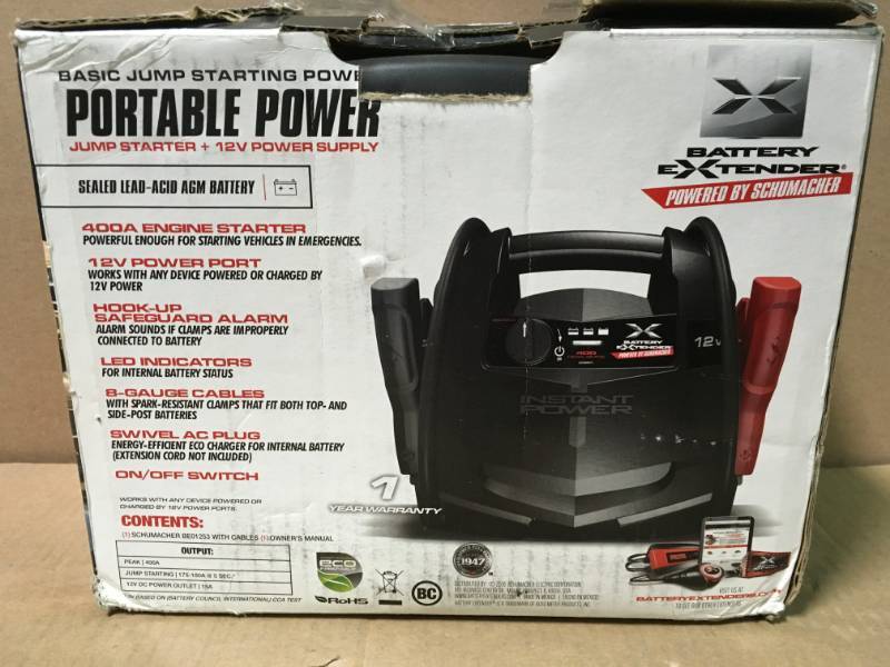 lot 6 image: Schumacher Battery Extender 12-Volt, 400 Amp Battery Jump Starter in very good condition