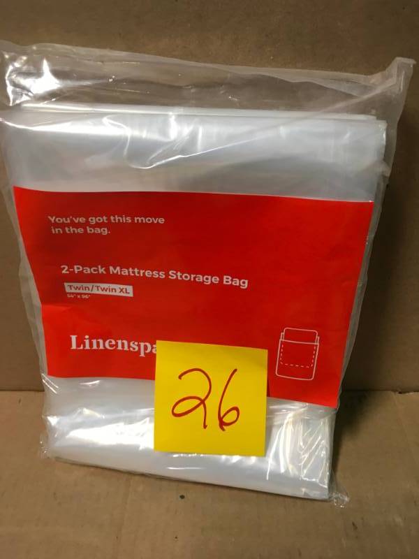 lot 26 image: Linenspa 2-Pack Mattress Bag for Moving and Storage in very good condition