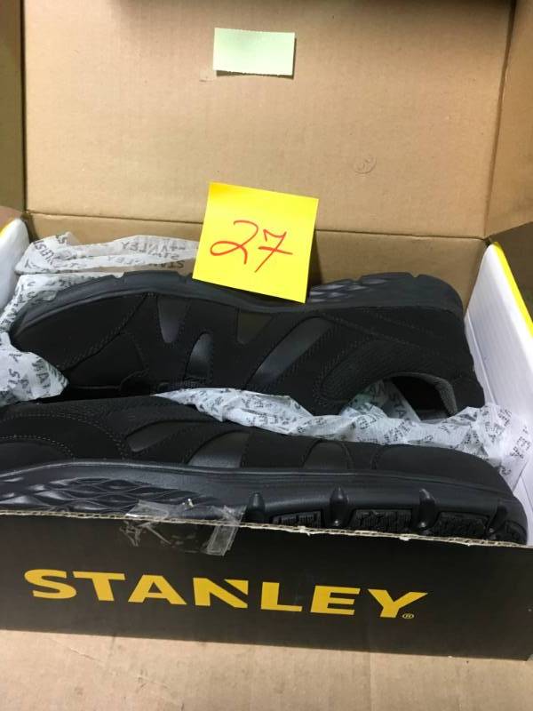 lot 27 image: Stanley Stride Mens Size 11 Black Nubuck Leather Aluminum Toe Work Shoe in very good condition
