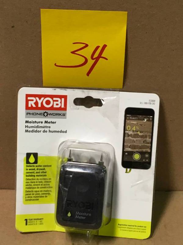 lot 34 image: RYOBI Phone Works Moisture Meter in very good condition