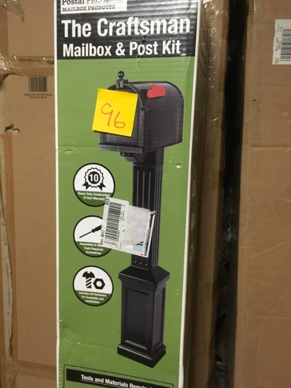 lot 96 image: Postal Pro Craftsman Mailbox and Post Kit, Black in very good condition