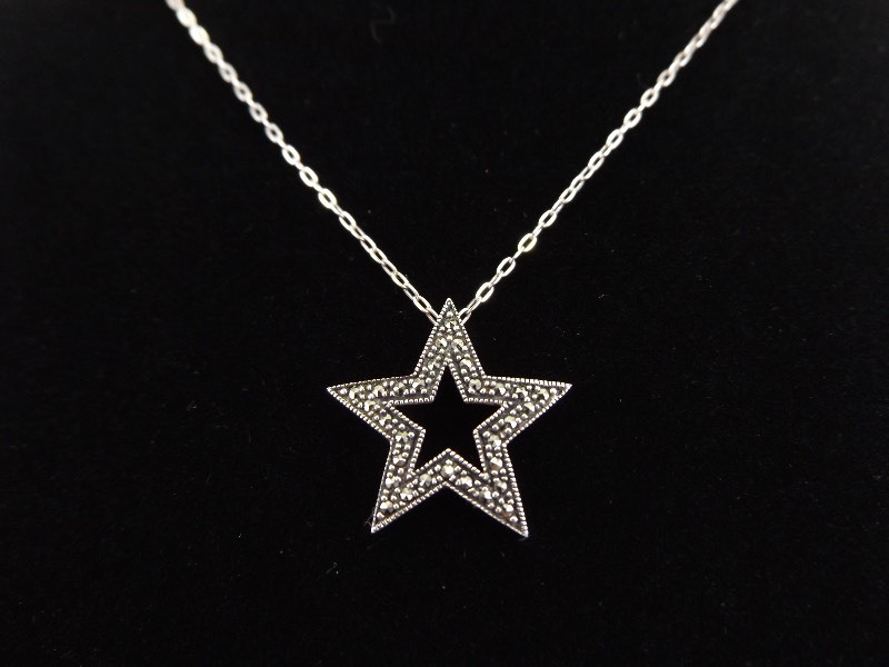 lot 63 image: .925 Sterling Silver Art Nouveau Star Pendant Necklace