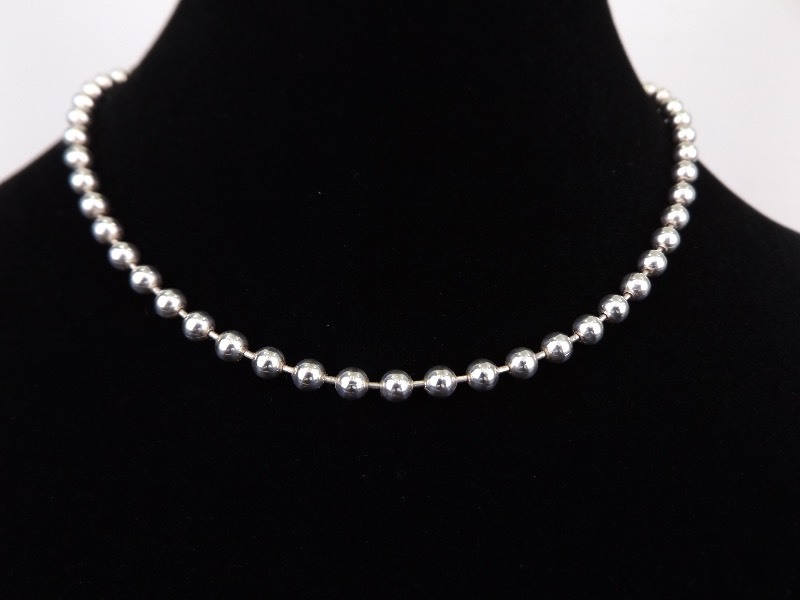 lot 71 image: .925 Sterling Silver Heavy Ball Chain Necklace