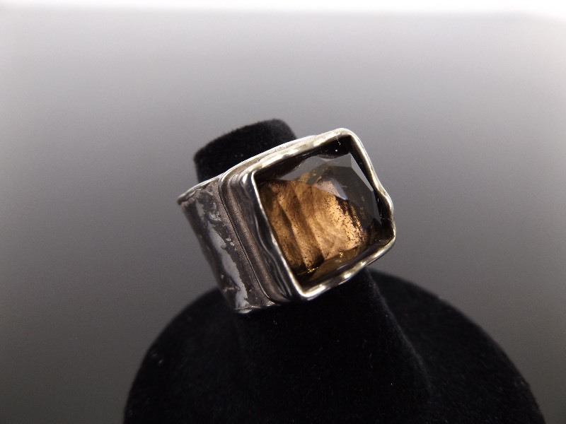 lot 78 image: .925 Sterling Silver SILPADA Faceted Smokey Quartz Ring Size 6.75