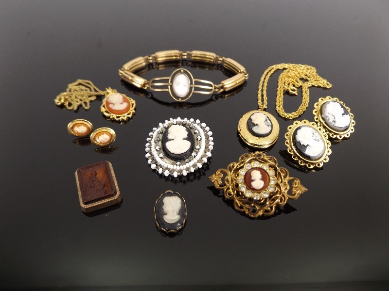 lot 97 image: Lot of Vintage Trifari, Coro, etc. Cameos