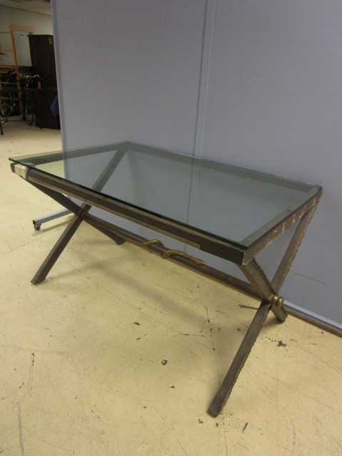 IRON TABLEDESK WITH GLASS TOP