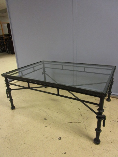 WROUGHT IRON GLASS TOP COFFEE TABLE