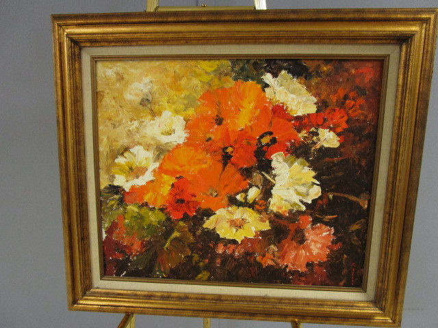 ORIGINAL PAINTING ON BOARD OF FLOWERS BY E. JORDAN