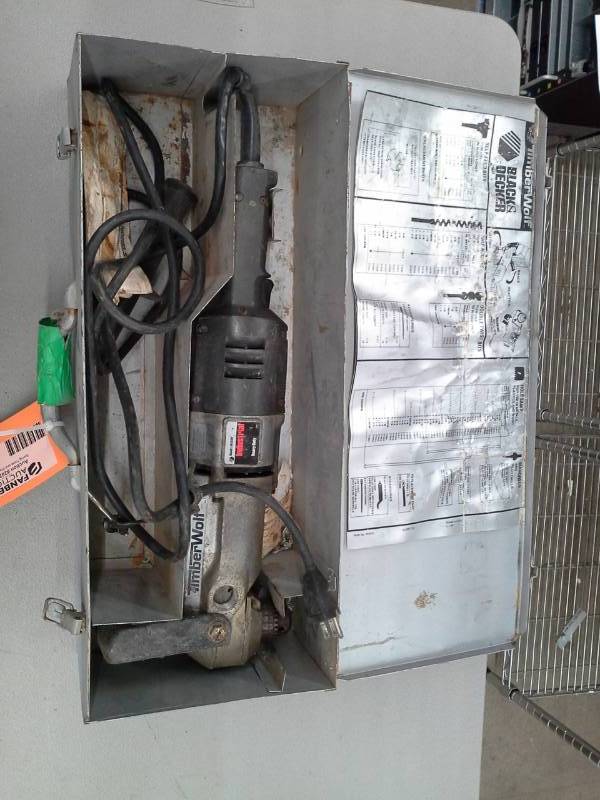 lot 582 image: Black & Decker 12-inch Right-Angle Drill with Case