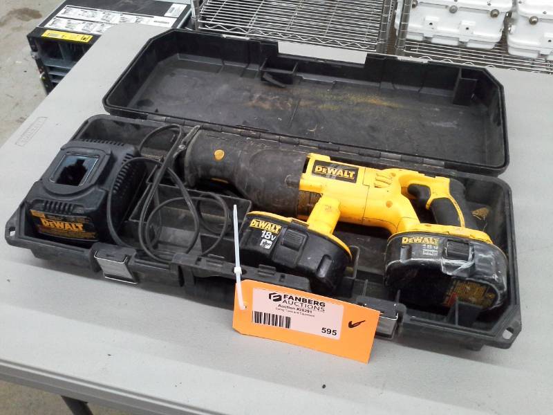 lot 595 image: DeWalt DC385 18VDC Variable Speed Reciprocating Saw with Case