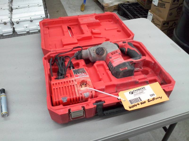lot 599 image: Milwaukee Electric Tool Corp. 18VDC Cordless Rotary Hammer with Charger, Case