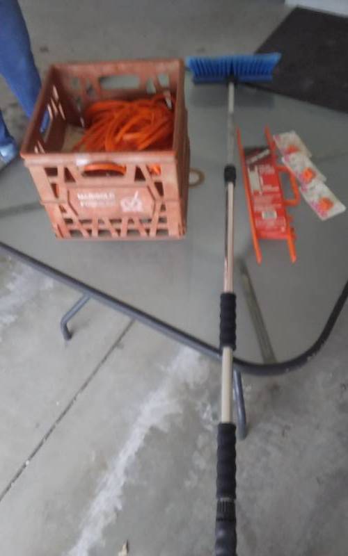 lot 52 image: Telescoping Brush, Extension Cord, Crate, Misc.
