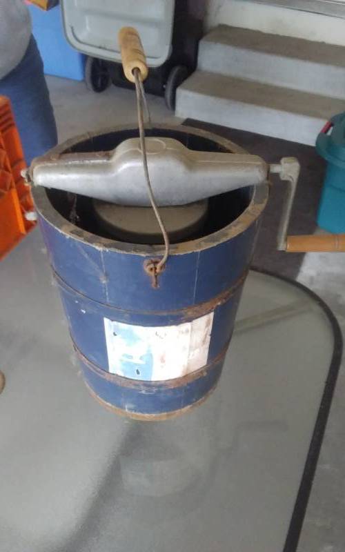 lot 54 image: Old Fashion Ice Cream Maker (Wood)